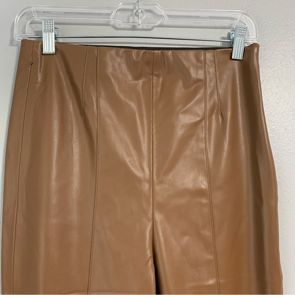 Zara NWOT soft supple vegan leather camel legging pants with side zipper. Size M - Picture 4 of 14
